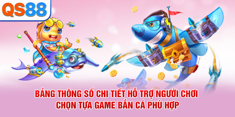 Bảng thông số chi tiết hỗ trợ người chơi chọn tựa game bắn cá phù hợp